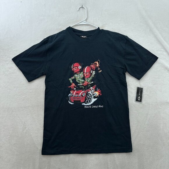 Mini Cooper T Shirt Mens M Black Monte Carlo Mini Racing Graphic Cartoon - Picture 1 of 8